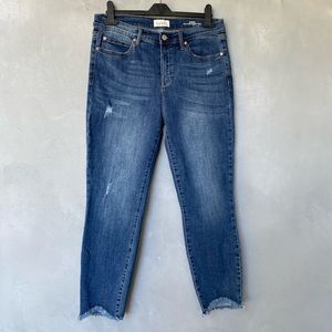NICOLE MILLER NY High Rise Skinny Crop Blue Washed Denim Jeans size 8